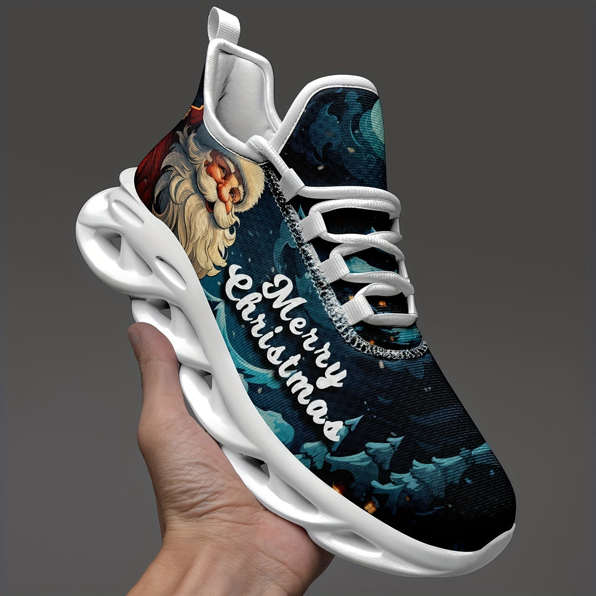 Men's Christmas Style Breathable Blade Type Running Shoes - Comfy Cushioned Sneakers